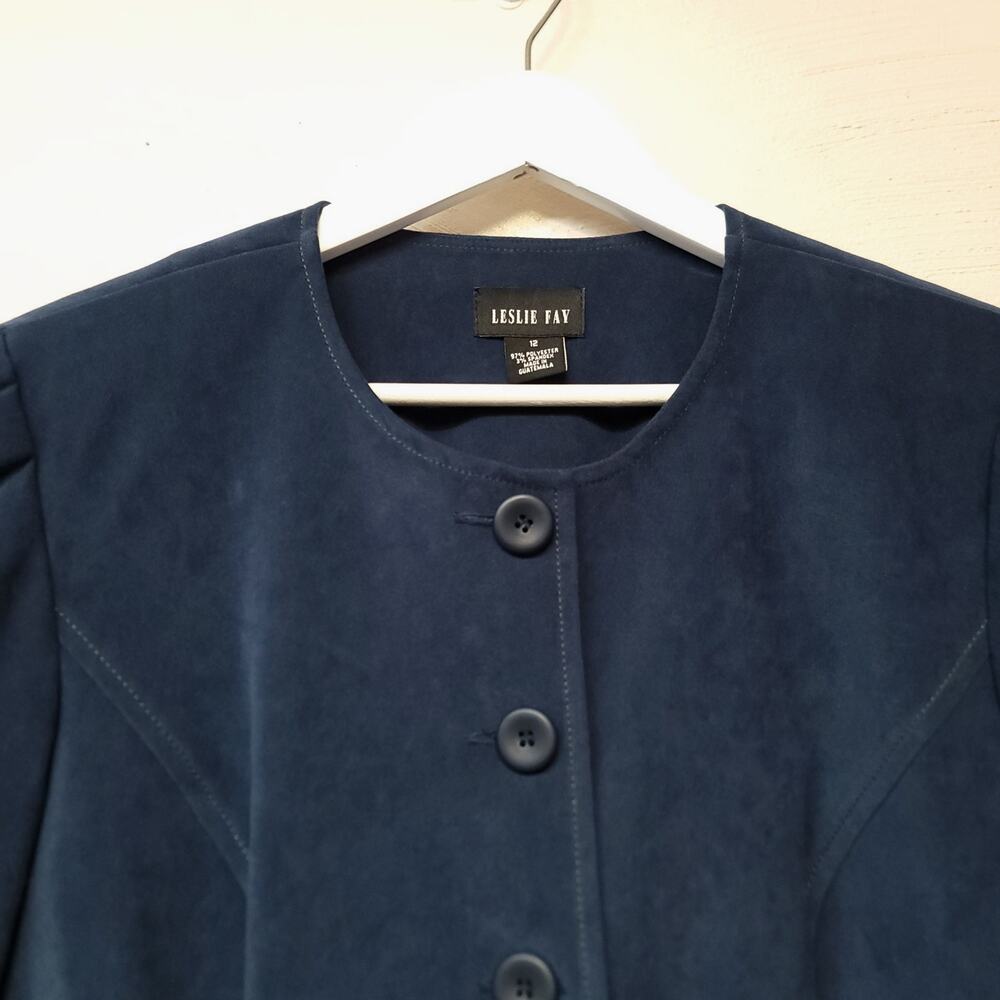 Vintage Leslie Fay Blazer 90s Size 12 Women Suit Jacket Button Down Shoulder Pad - Picture 7 of 10